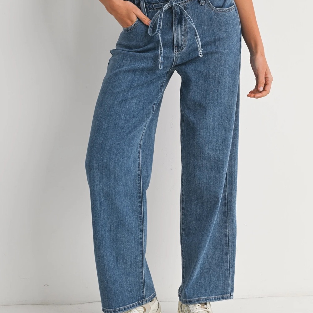 Kai Drawstring Wide Leg - Medium wash